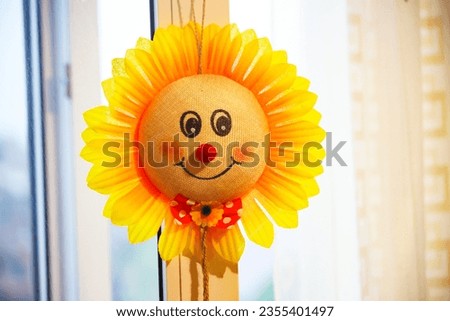 
Sunflower window decoration, glass, face, petals, yellow, decoration, interior, happy, icon