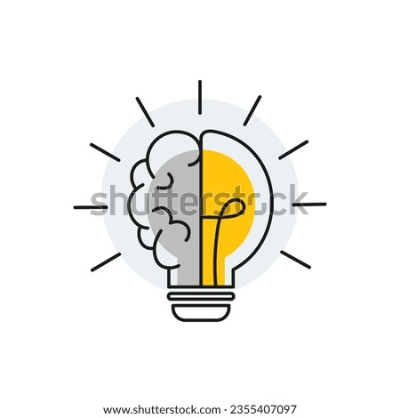 Half Brain Half Lightbulb Logo. Creative Idea Vector Illustration. Bulb Icon Representing Ideas, Creativity, Mind Knowledge and Technology