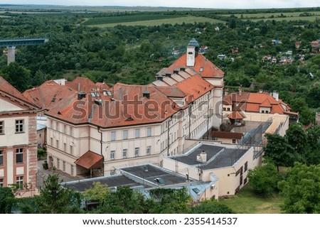 Znojmo, Czech Republic August 28, 2023: View from the Wolf Tower at the Znojmo Remand Prison Royalty-Free Stock Photo #2355414537