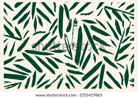 Organic Leaf Pattern. Branch with Leaves Ornamental Texture. Floral Seamless Stroke. Palm Branch Background. Flourish Nature Summer Garden. Tropical Green Ornament.

