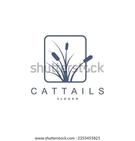 Creeks And Cattail River Logo, Grass Design Simple Minimalist Illustration Vector Template