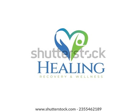 Simple Healing Heart Medical Meditation Logo Design Template Royalty-Free Stock Photo #2355462189