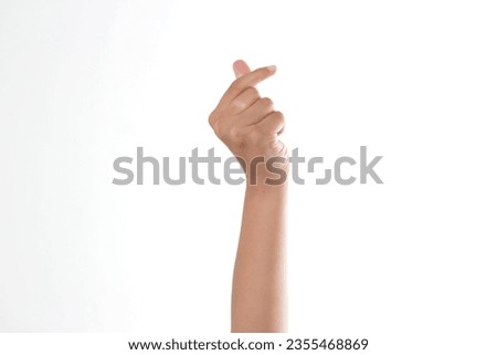Hand with Korean love symbol isolated white background