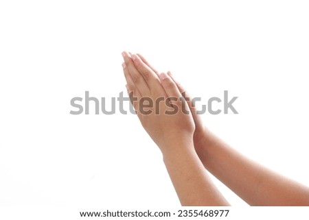 praying hands gesture isolated white background