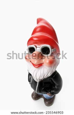 Cool garden gnome wearing sun glasses Royalty-Free Stock Photo #235546903
