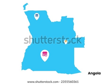 Angola Map, country map, Ecommerce map, shopping icon