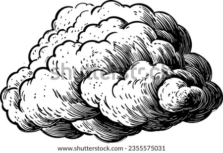 vintage etch of a cloud in black and white Royalty-Free Stock Photo #2355575031