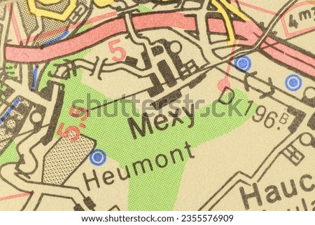 Mexy, Luxembourg atlas map town plan pencil sketch