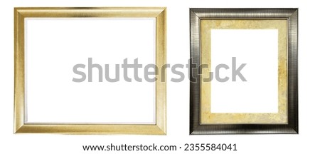 Gold picture frame. Isolated path and over white background