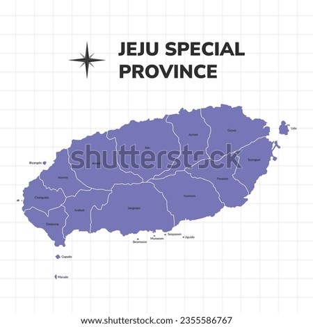 Jeju special province map illustration. Map of the island in South Korea Royalty-Free Stock Photo #2355586767
