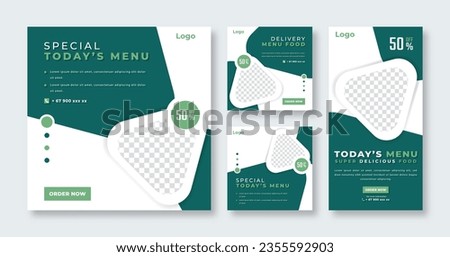 Restaurant Food Delivery Social Media Post for Online Marketing Promotion Banner, Story and Web Internet Ads Flyer