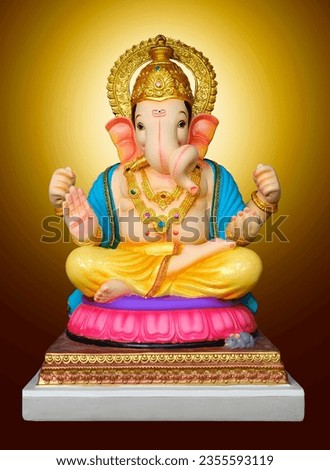 Lord Ganpati colourful background for Ganesh Chaturthi festival, Happy Ganesh Chaturthi Greeting Card design, Copy Space. Royalty-Free Stock Photo #2355593119