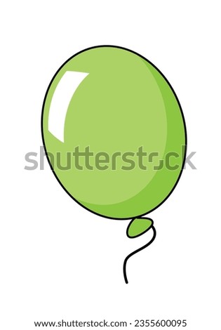 balloon - one green party balloon, color cartoon vector illustration isolated on white background