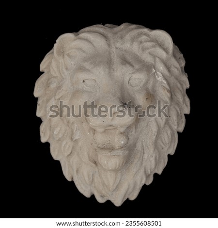 Beton lion head on the black background	