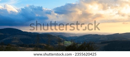 the landscape of the siegerland in germany panorama Royalty-Free Stock Photo #2355620425