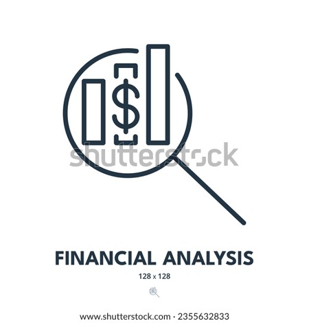 Financial Analysis Icon. Chart, Growth, Statistics. Editable Stroke. Simple Vector Icon