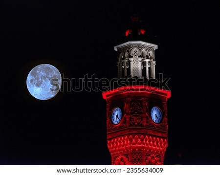 31 08 2023
izmir Konak Türkiye
izmir clock tower and blue full moon in the same frame Royalty-Free Stock Photo #2355634009