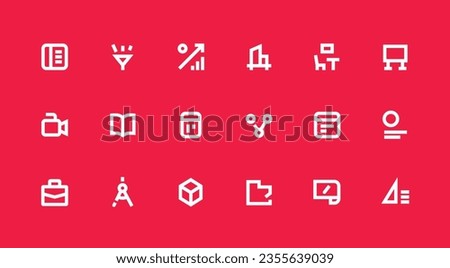 Real estate icon set red. Creative icons