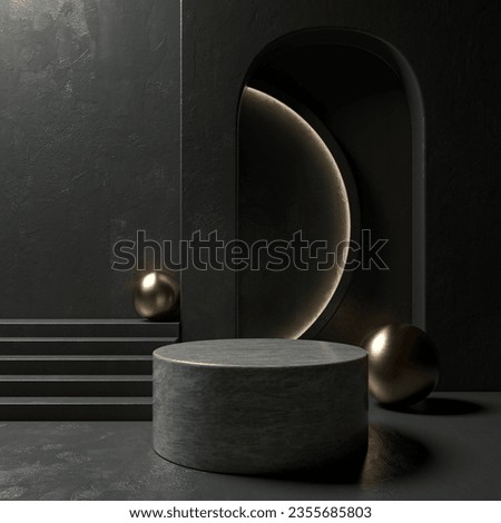 Opulent Elegance Dark Concrete Scene with Marble Podium