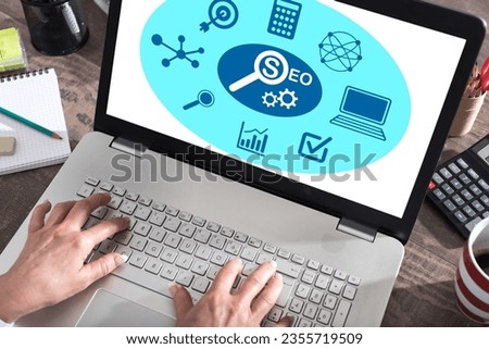 Seo concept shown on a laptop screen