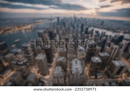 Blurred Panoramic View Of A City With Sunset