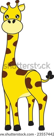 Cute smiling and peeking giraffe vector illustration.