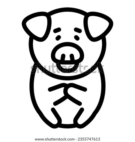 Pig with folded paws on chest line icon, cute animals concept, piggy with paws crossed vector sign on white background, outline style icon for mobile concept and web design. Vector graphics
