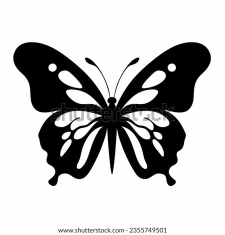 Butterfly silhouette. Butterfly black icon on white background
