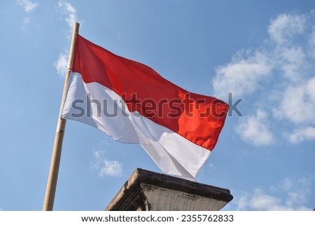 The Indonesian flag flutters in the wind