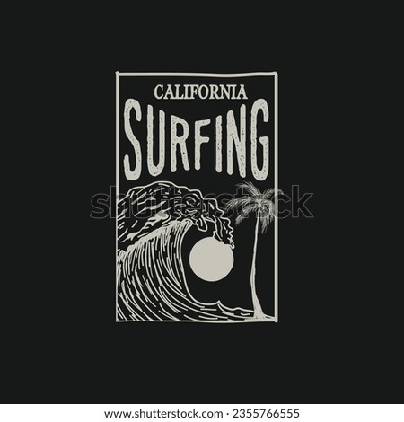 California Surfing retro typography summer beach tee print graphic