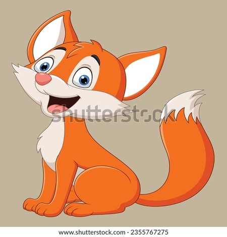 Cartoon cute baby fox isolated