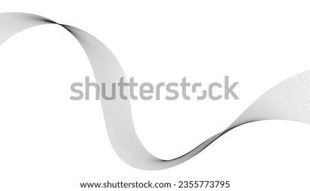 Vector illustration of wavy lines. Wave with lines created using blend tool. Curved wavy line, smooth stripe.