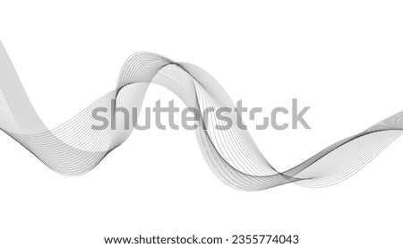 Vector illustration of wavy lines. Wave with lines created using blend tool. Curved wavy line, smooth stripe.