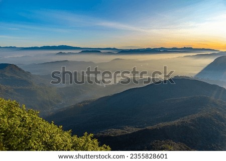 Sunrise view over Sri Lanka from Adam's peak.