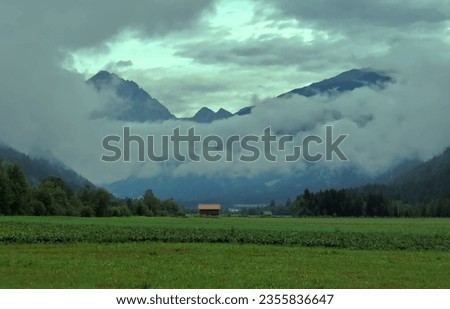 Low clouds in the mountains of South Tyrol in Rasun di Sopra.