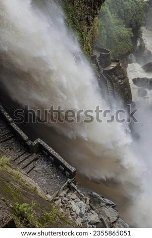 Pailon del Diablo (Devil's Cauldron) waterfall near Banos town, Ecuador