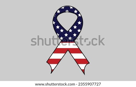 Cancer Ribbon  American Flag Vector and Clip Art 