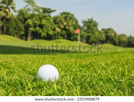Golf ball on the green in the golf course