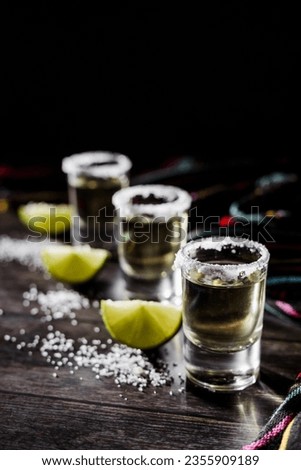 Mexican Tequila Shots with Lime and Salt in Mexico Party Latin America Royalty-Free Stock Photo #2355909189