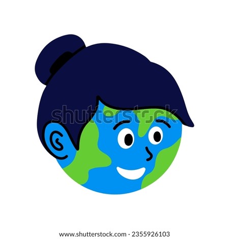 Earth emoji laugh - happy emoticon - isolated vector illustration