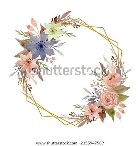 Watercolor floral and leaf frame