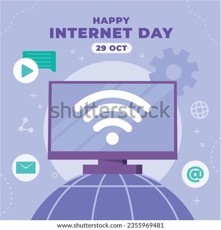 International Internet day background. world internet day celebration. October 29. Happy Internet day concept. Cartoon Vector illustration. Poster, Banner, Greeting Card, Social Media Post, Template.
