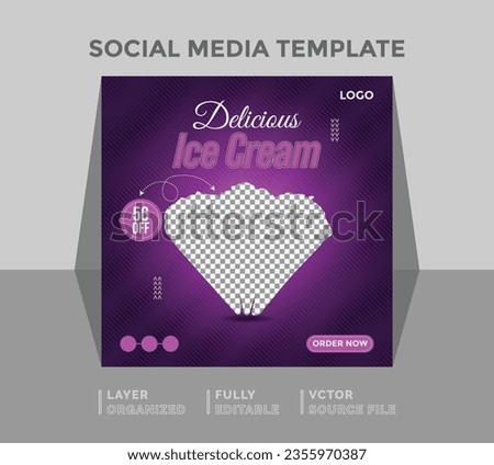 VECTOR Social Media Instagram 
Facebook Ice Cream Summer Social Media Promotion Post Design.
