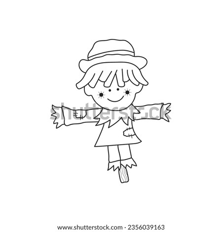 Hand drawn Kids drawing Cartoon Vector illustration cartoon scarecrow icon Isolated on White Background Royalty-Free Stock Photo #2356039163