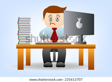 illustration of a Business man working hard 