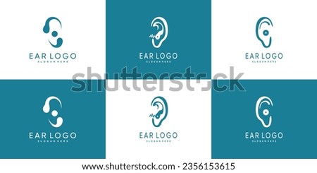 Ear logo design collection with creative concept premium vector