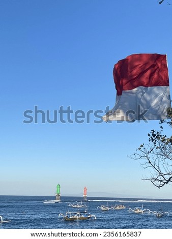 Unique Boat in Bali island with flags