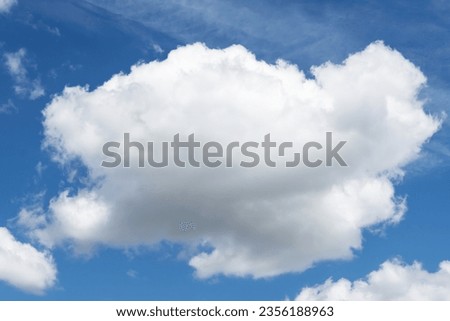 Cumulus cloud in blue sky, white fluffy cloud floating in blue sky, cumulus cloud template
