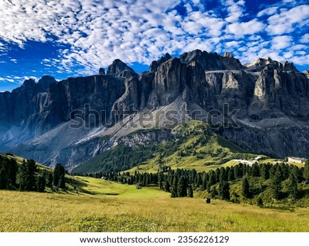 Nature park puez geisler Dolomite italy hiking trail 3.9.2023 Passo Gardena Royalty-Free Stock Photo #2356226129