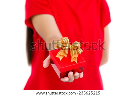 gift box in hand girl